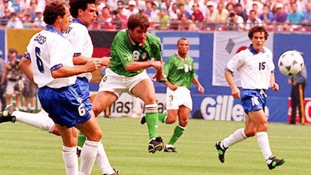 Image result for Republic of Ireland's Ray Houghton scores against Italy in 1994