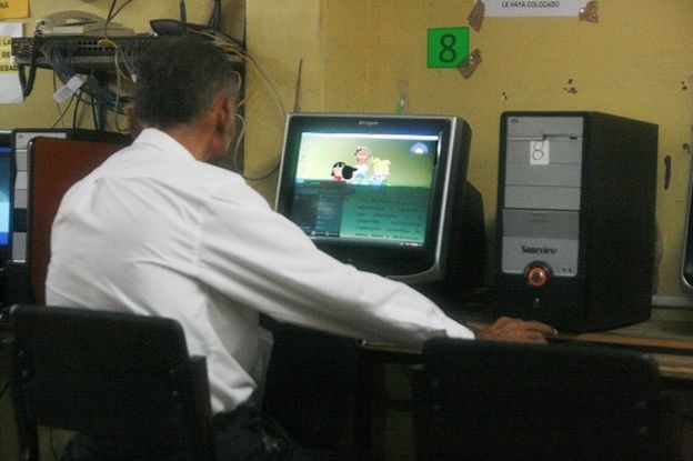 La computadora favorita de Juan Carlos Sánchez Latorre en San Rafael, Venezuela. (Foto: Humberto Matheus)