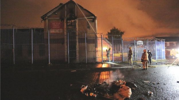 Fire at former credit union building in west Belfast