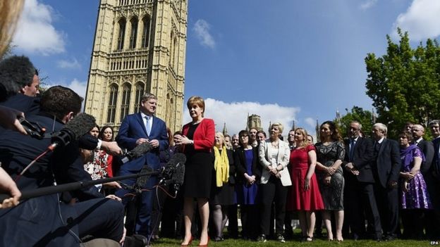Nicola Sturgeon speaking outside the House of Commons