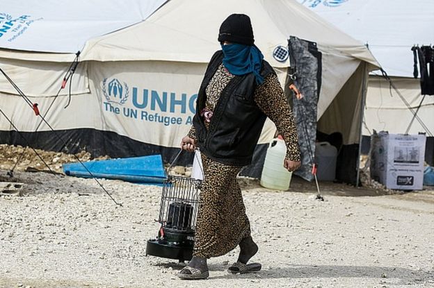 Una mujer en el campo de refugiados de al Hol, a 14 kilómetros de la frontera Siria con Irak, el 1 de febrero de 2017.