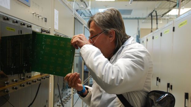 A scientist at work on the super-computer