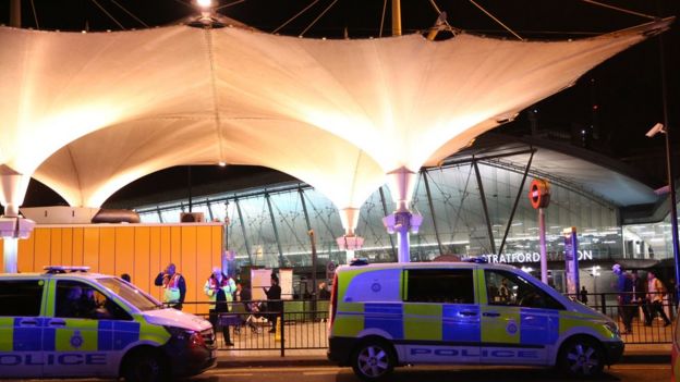 Policeoutside Stratford station