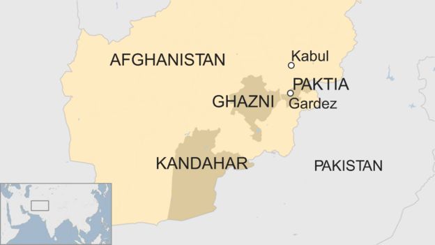 A BBC map showing the location of Kandahar in Afghanistan