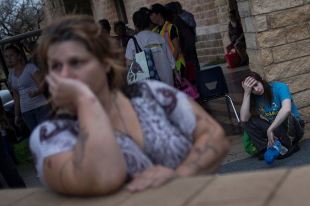 Afectados por el huracán Harvey en Rockport, Texas, Estados Unidos.