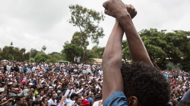 Anti-government protester in Ethiopia