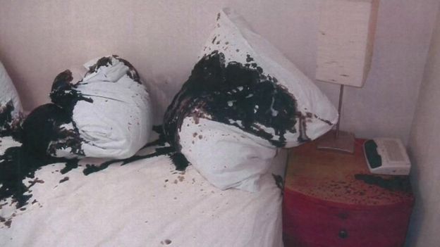 Acid stains on bed