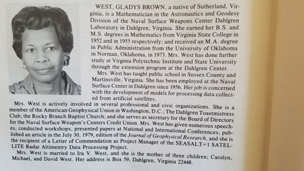 Professional listing showing Gladys West