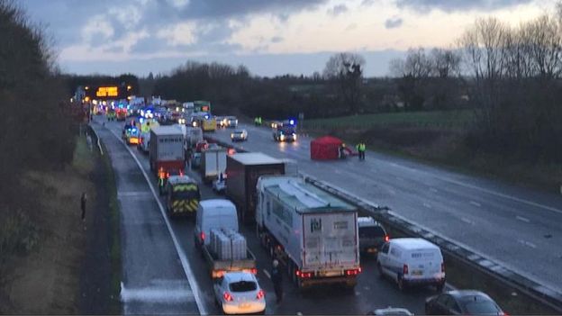 The scene on the M5 near Taunton