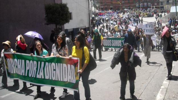 Marcha contra la carretera en 2011 en La Paz