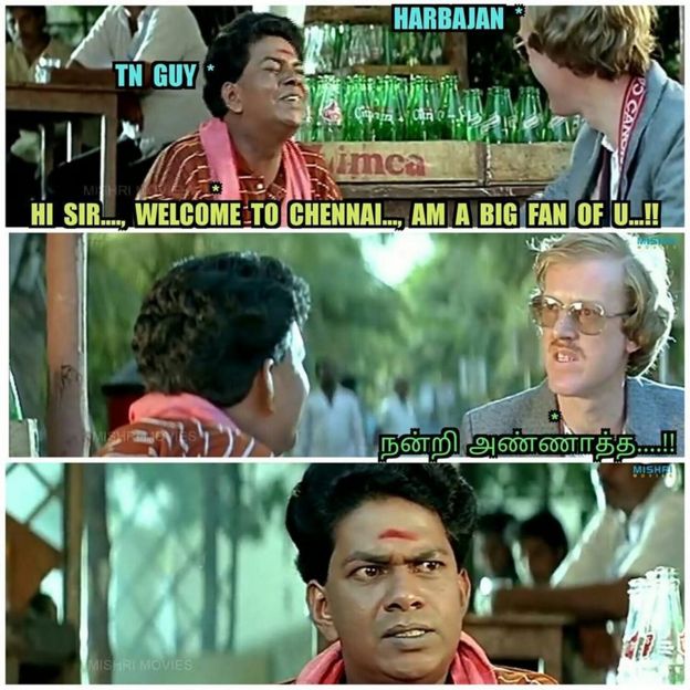 ஹர்பஜன் சிங்கின் புல்லரிக்கும் 'தமிழ்' பற்று - போட்டுத்தாக்கும் மீம் கிரியேட்டர்கள்