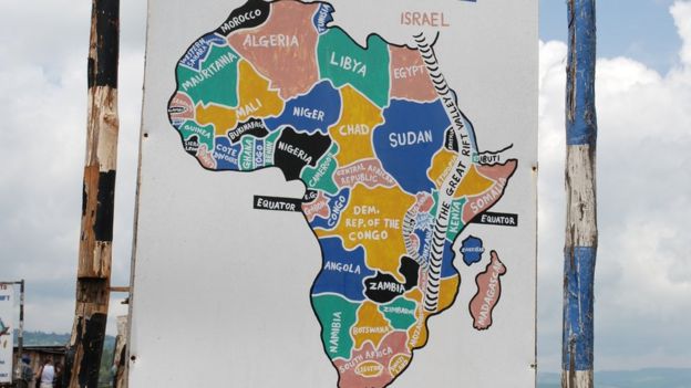 Un mapa en Kenia muestra cíÂ³mo es el Rift de íÂfrica Oriental.