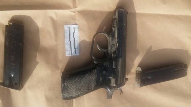 A photo of the gun used by the attacker, released by Israeli police