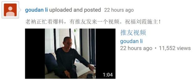 YouTube用户goudan li 网帖截屏