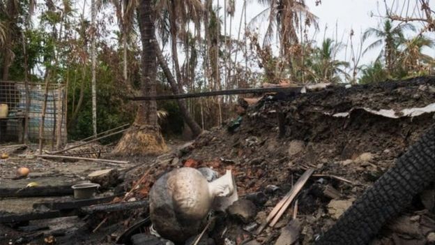 கொளுத்தப்பட்ட ஒரு ரோஹிஞ்சா கிராமம்