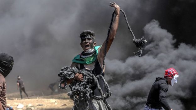 Gazze'de Filistinli protestocu