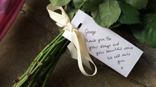 floral tribute at George Michael's house
