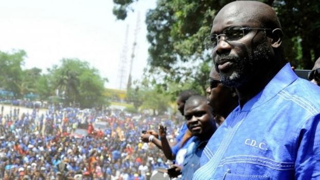 George Weah, file photo taken on April 28, 2016