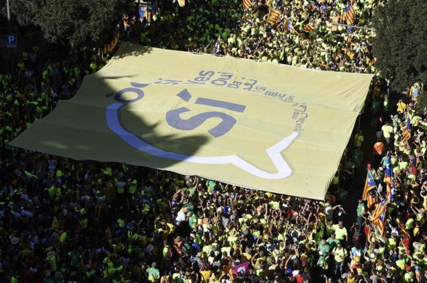 Yes banner in Barcelona, 11 Sep 17