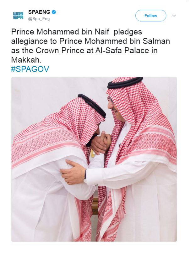 Saudi king’s son Mohammed bin Salman is new crown prince