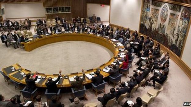 UN Security Council voting on a resolution on Syria on 4 February 2013