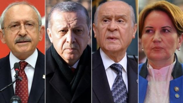 Kemal Kılıçdaroğlu, Recep Tayyip Erdoğan, Devlet Bahçeli, Meral Akşener
