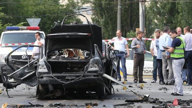 Автомобіль загиблого українського розвідника Максима Шаповала, що вибухнув у червні 2017 року в Києві