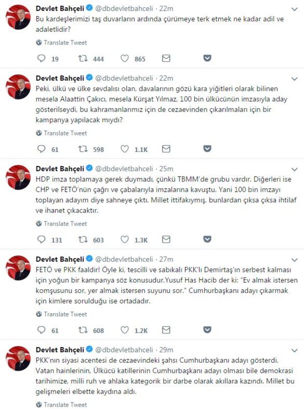 Bahçeli tweetler