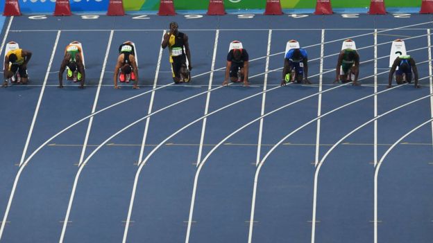 Final dos 100 metros rasos na Olimpíada do Rio