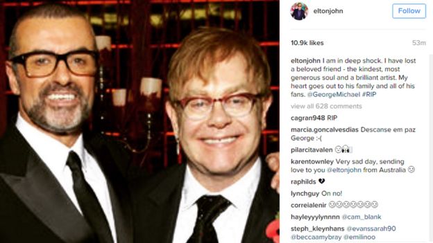 Sir Elton John's Instagram post