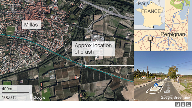 Map showing the location of the crash