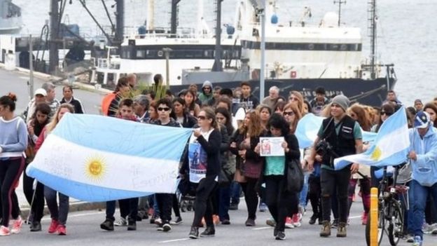 அர்ஜண்டீனாவின் நீர்முழ்கியான சன் ஜுஹானில் பயணித்தவர்களின் குடும்பத்தினர்