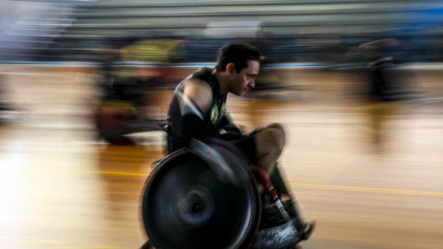 Ronaldo Serafim no rúgbi de cadeira de rodas