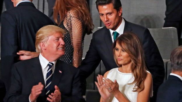 Trump, Peña Nieto y Melania Trump.