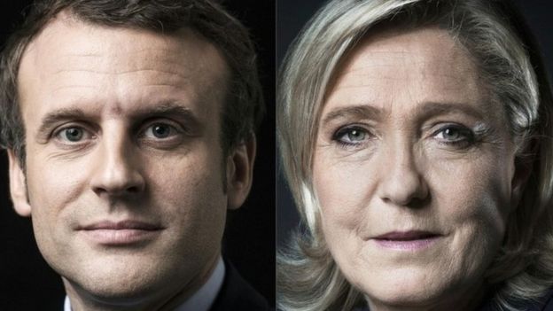 Emmanuel Macron (left) and Marine Le Pen. File photo