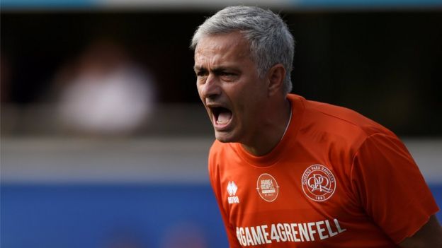 Jose Mourinho playing in the Game4Grenfell match