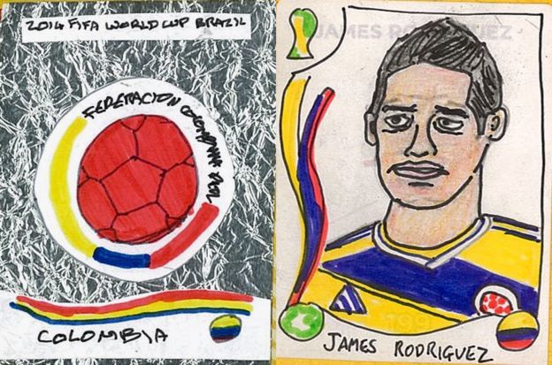 James Rodríguez e o escudo da Federação Colombiana de Futebol