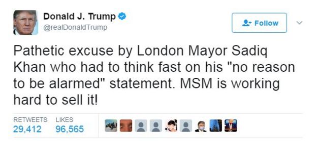 Tweet by Donald Trump: