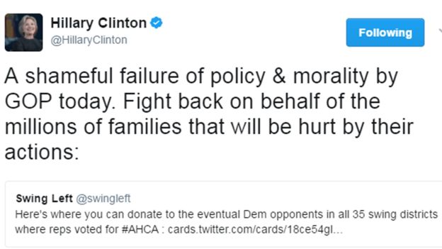 Hillary Clinton tweet: