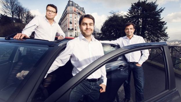 Francis Napez (izda.), Frédéric Mazzella (centro) y Nicolas Brusson (dcha.) son los fundadores de BlaBlaCar.