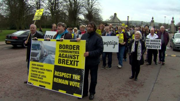 Earlier this year, residents from border communities held a protest at Stormont