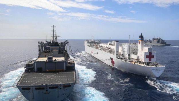 US Navy hospital ship Comfort in the Atlantic 2 Oct 2017