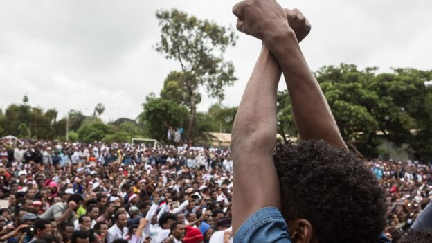 Protest against the Ethiopian government in Bishoftu on October 1, 2017