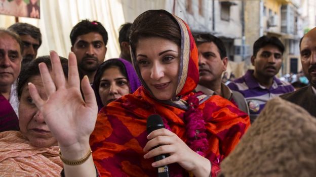 Filephoto: Maryam Nawaz Sharif, daughter of former Prime Minister Nawaz Sharif, of political party Pakistan Muslim League-N (PMLN), addresses supporters during an election campaign rally in Lahore, Pakistan on 4 May 2013