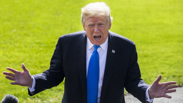 US President Donald J. Trump speaks to the media at the White House