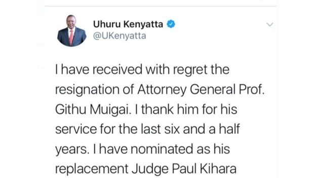 Ujumbe wa rais Uhuru Kenyatta aktika mtandao wa Twitter