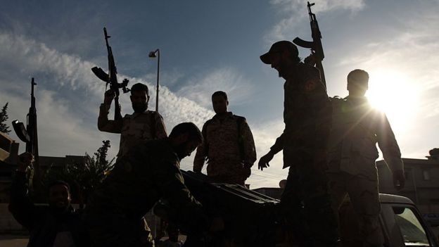 Members of a Libyan brigade