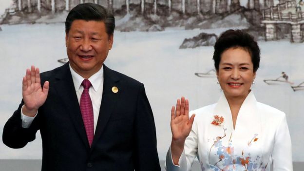 hinese President Xi Jinping and his wife, Peng Liyuan attend the welcoming banquet for the BRICS Summit, in Xiamen, China 4 September 2017.