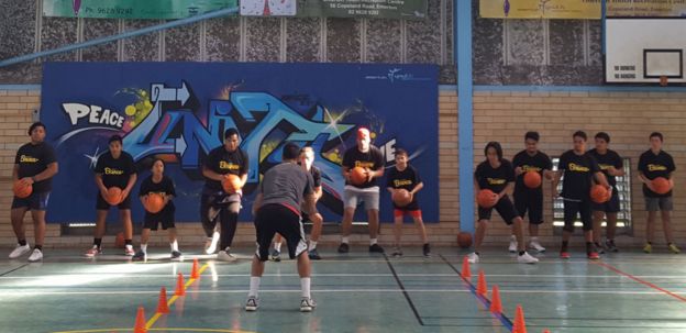 A basketball session run by Charity Bounce