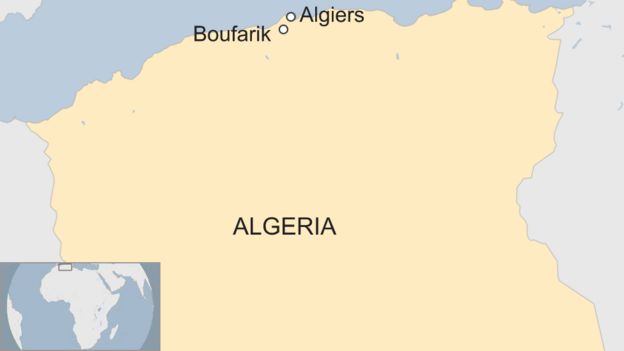 map of Algeria showing Boufarik near Algiers in the north